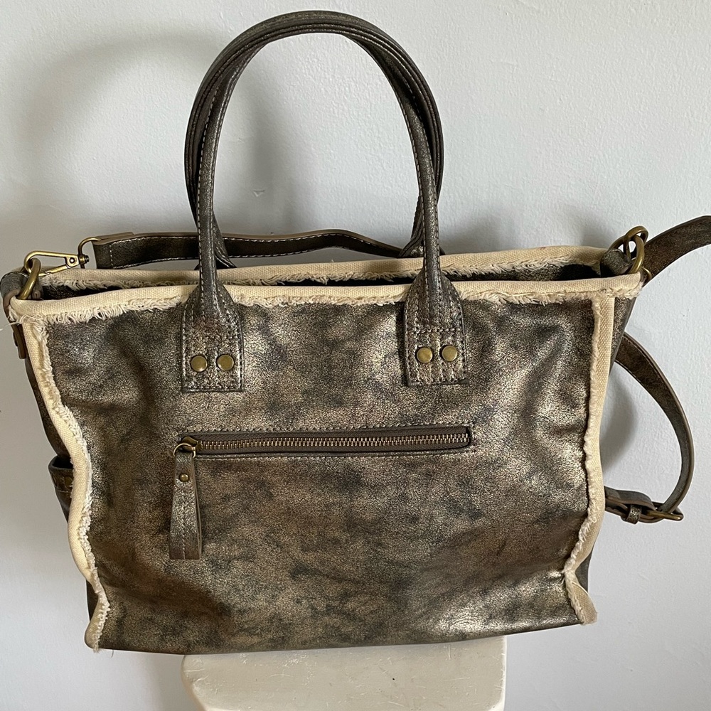 Antik Kraft Square Patchwork & Metallic Bag From … - image 3